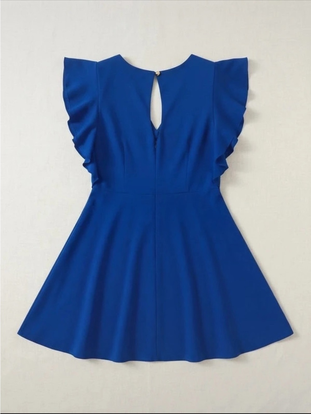 Vestido Papaya azul rey espalda descubierta volantes Talla M - Picture 3 of 3